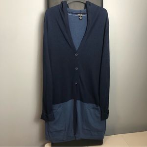 Style & Co Hooded Cardigan Blue Colorblocked Sweater Size 3X